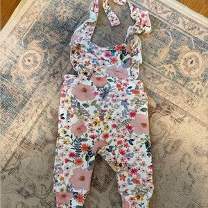 Little Sleepies Floral Baby Overalls